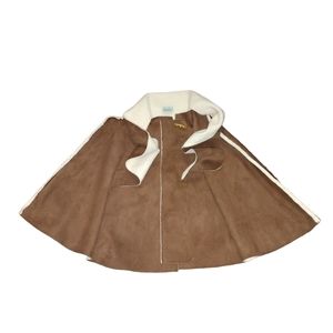 Kate Landry Soft Brown Faux Fur Poncho Cape Sweater OS